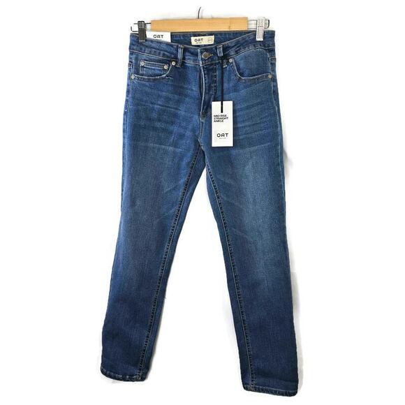 Oat New York Mid Rise Straight Ankle Blue Denim Jeans Size 4/27 NWT - Picture 1 of 7